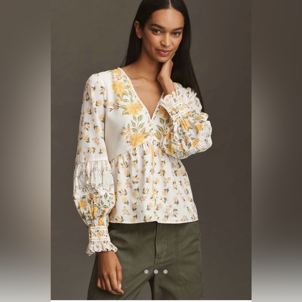 FARM Rio Azalea Garden Puff Sleeve Blouse
